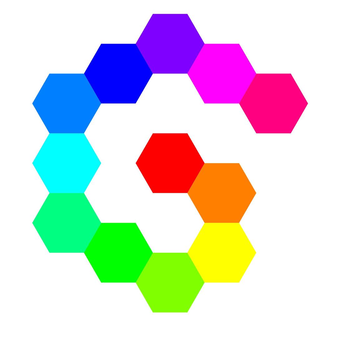 12 hexagon spiral rainbow png transparent