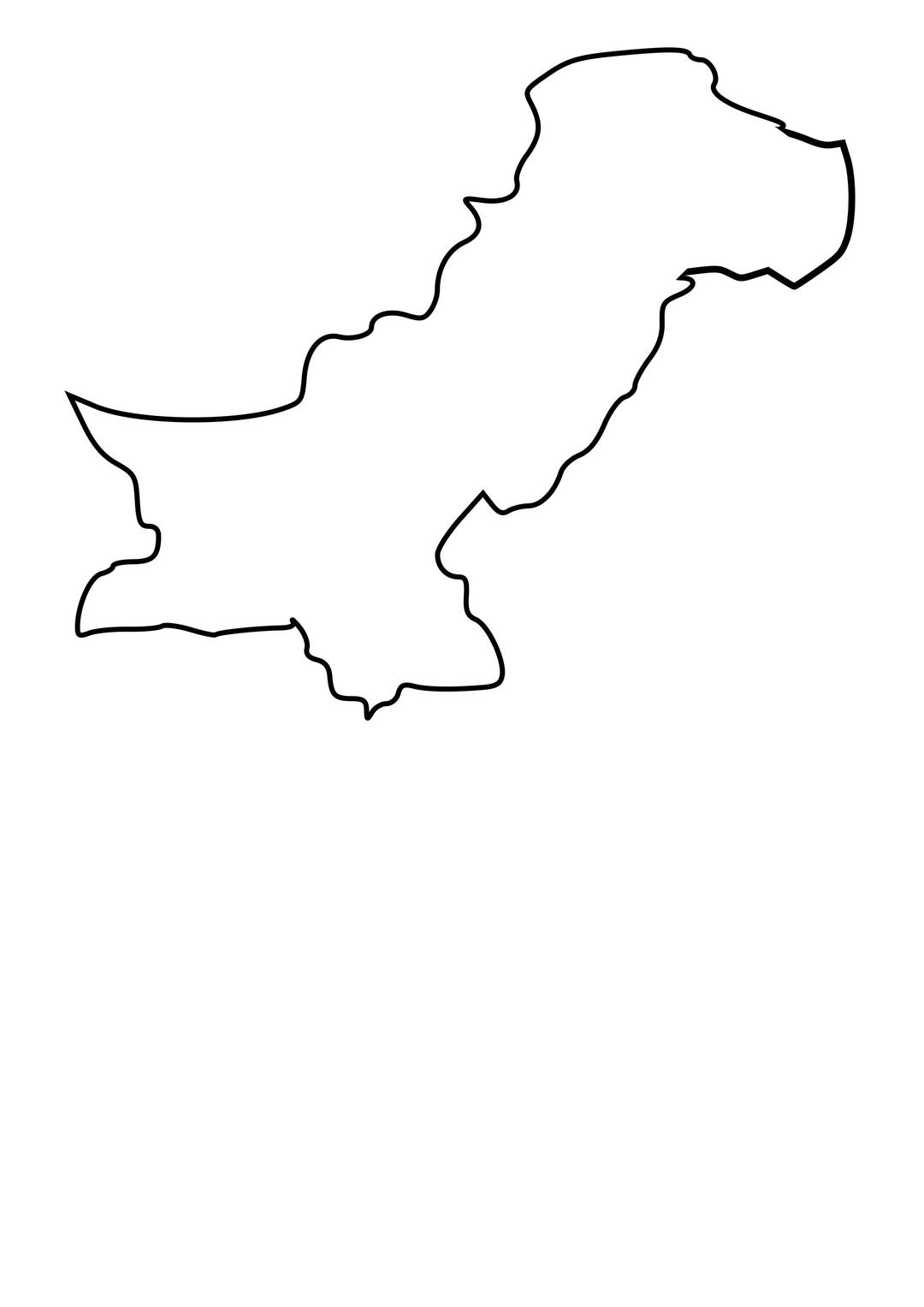 Black outline map of Pakistan png transparent