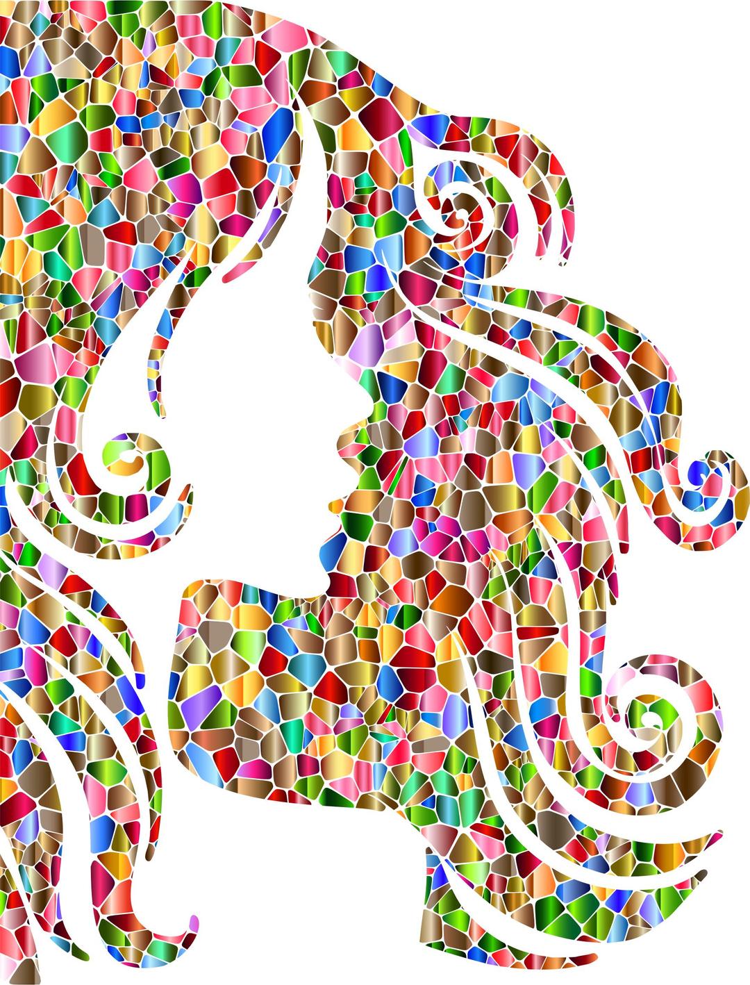 Chromatic Tiled Female Hair Profile Silhouette png transparent
