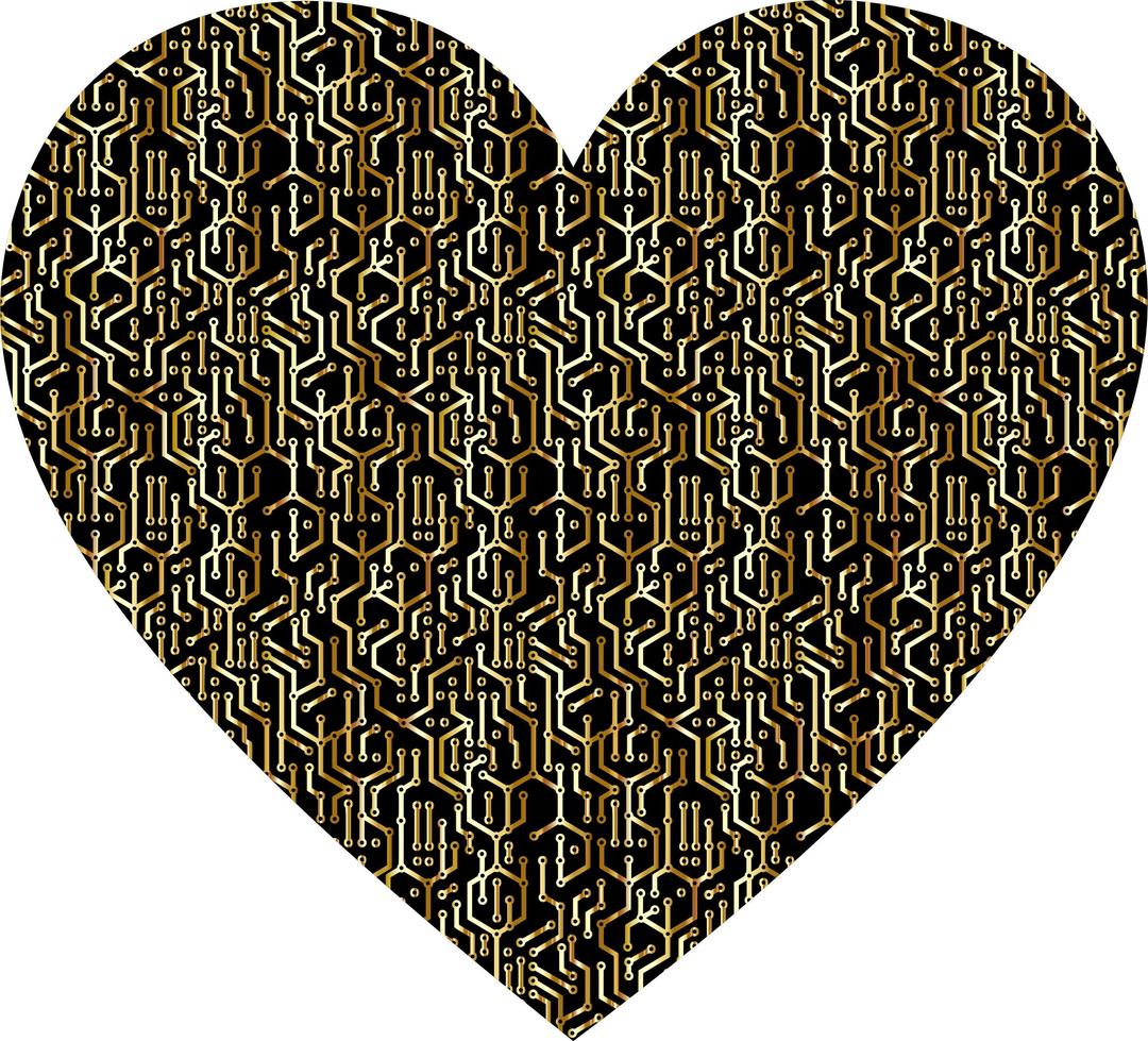 Gold Electronic Heart png transparent