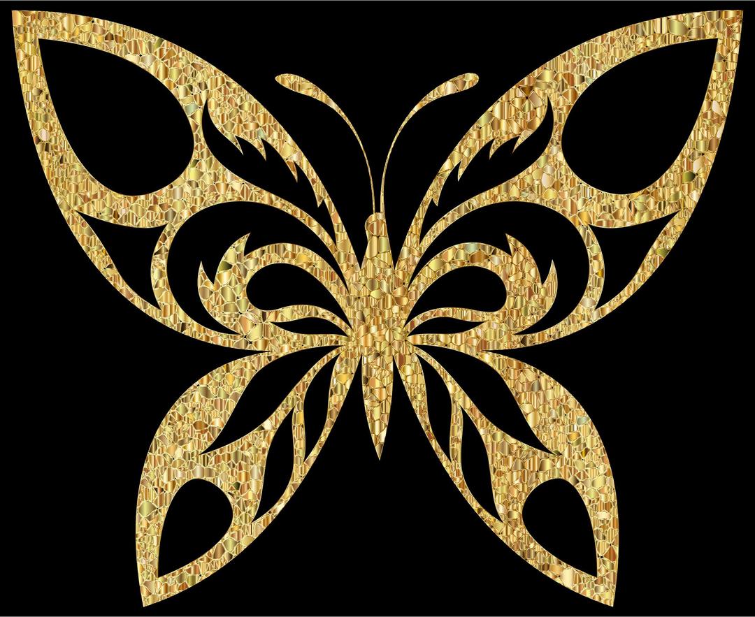 Gold Tiled Tribal Butterfly Silhouette Variation 2 png transparent