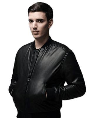 Netsky Black Leather Jacket png transparent