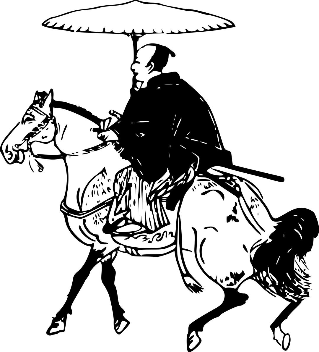 Samurai On a Horse (with an umbrella) png transparent