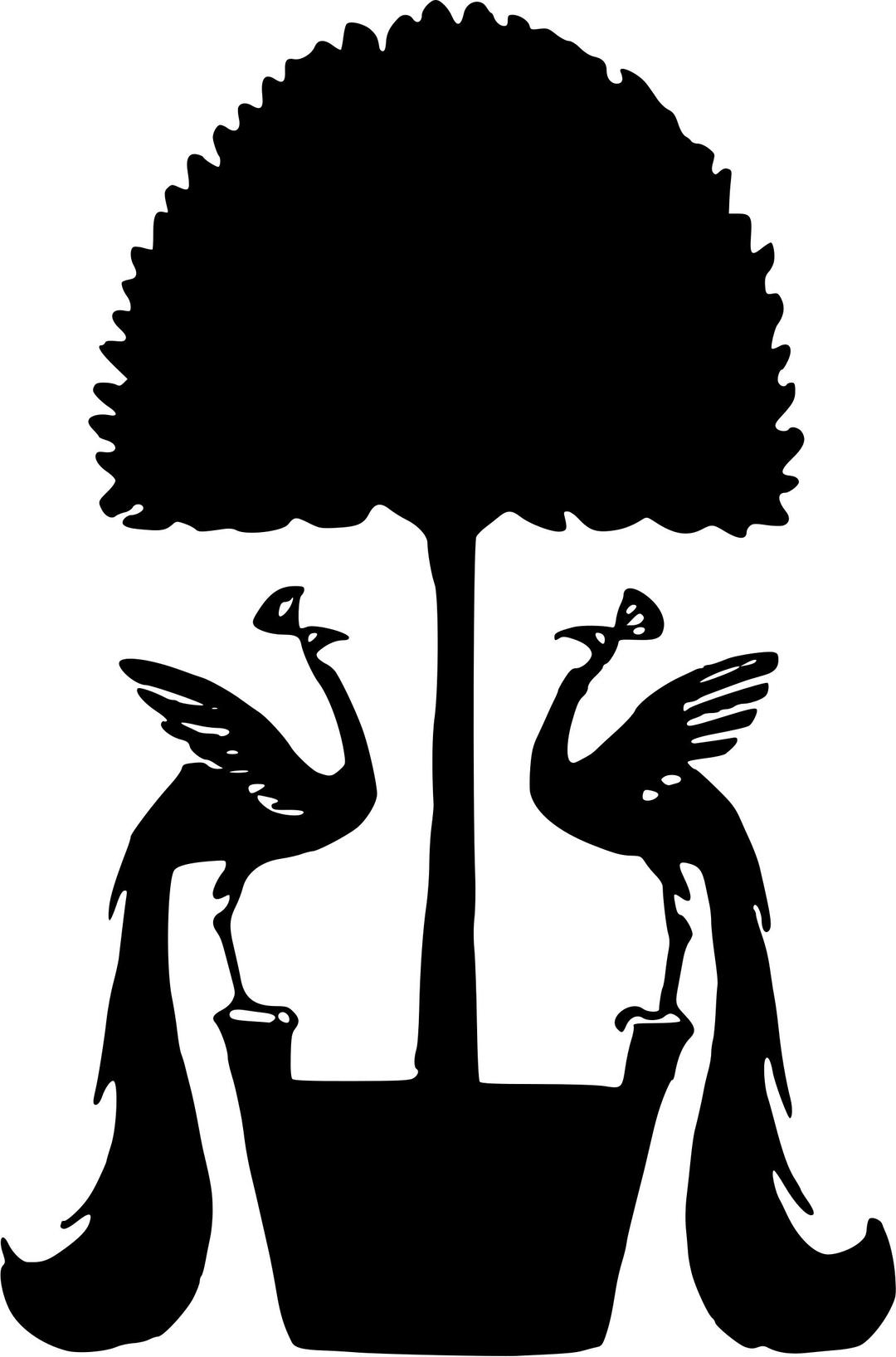 Tree and pheasants silhouette png transparent