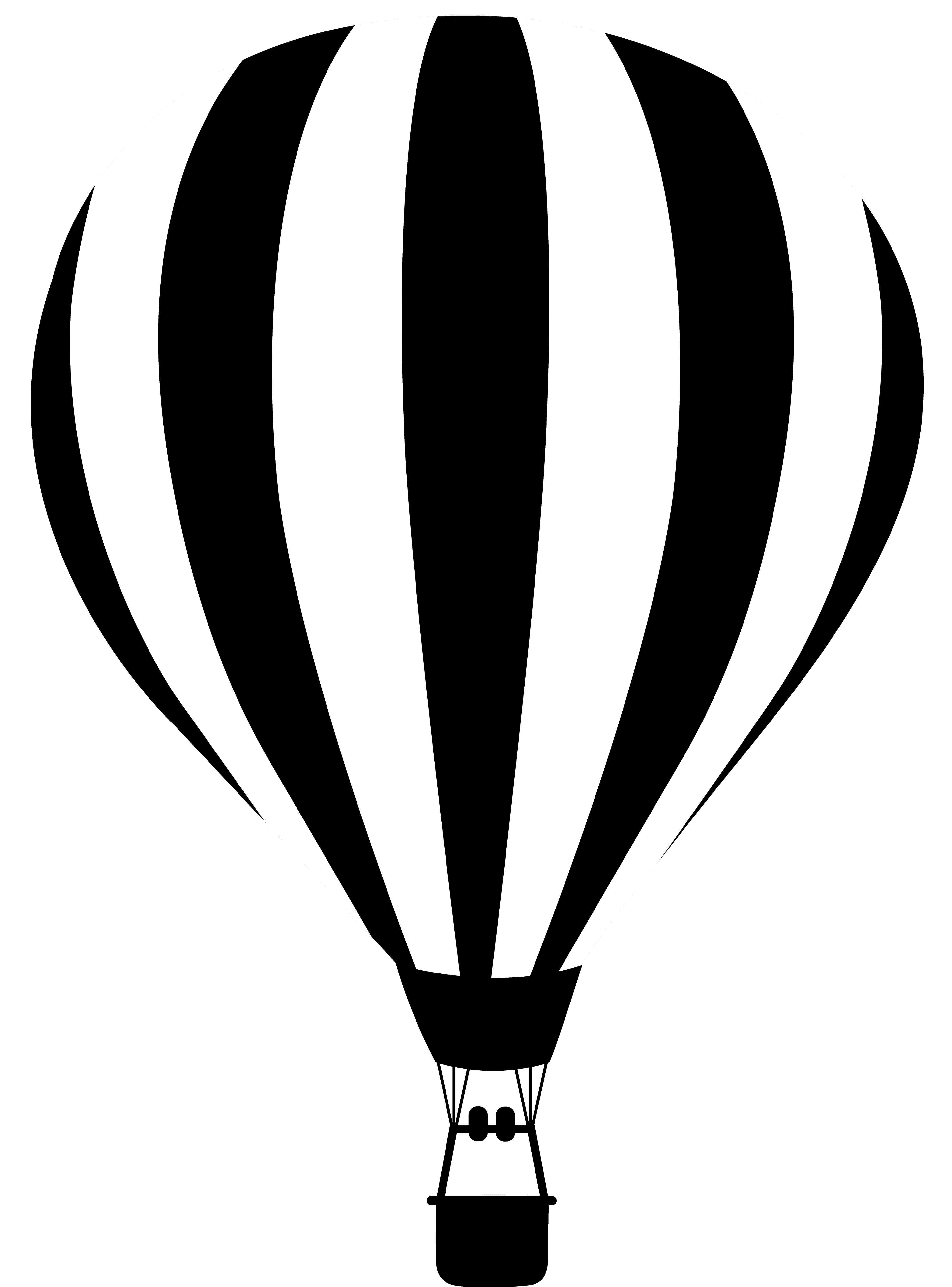 Black White Hot Air Balloon Silhouette icons png preview