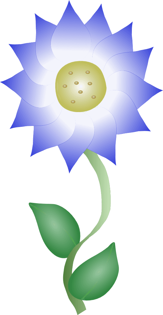 Blue flower with green leaves icons png preview