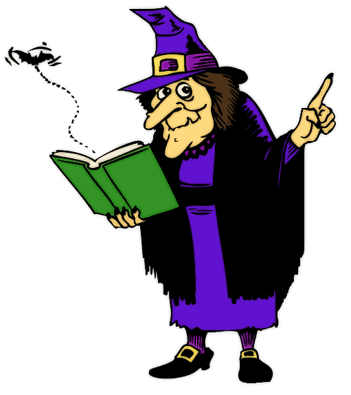 Purple Dress Witch Reading Book Cartoon icons png preview