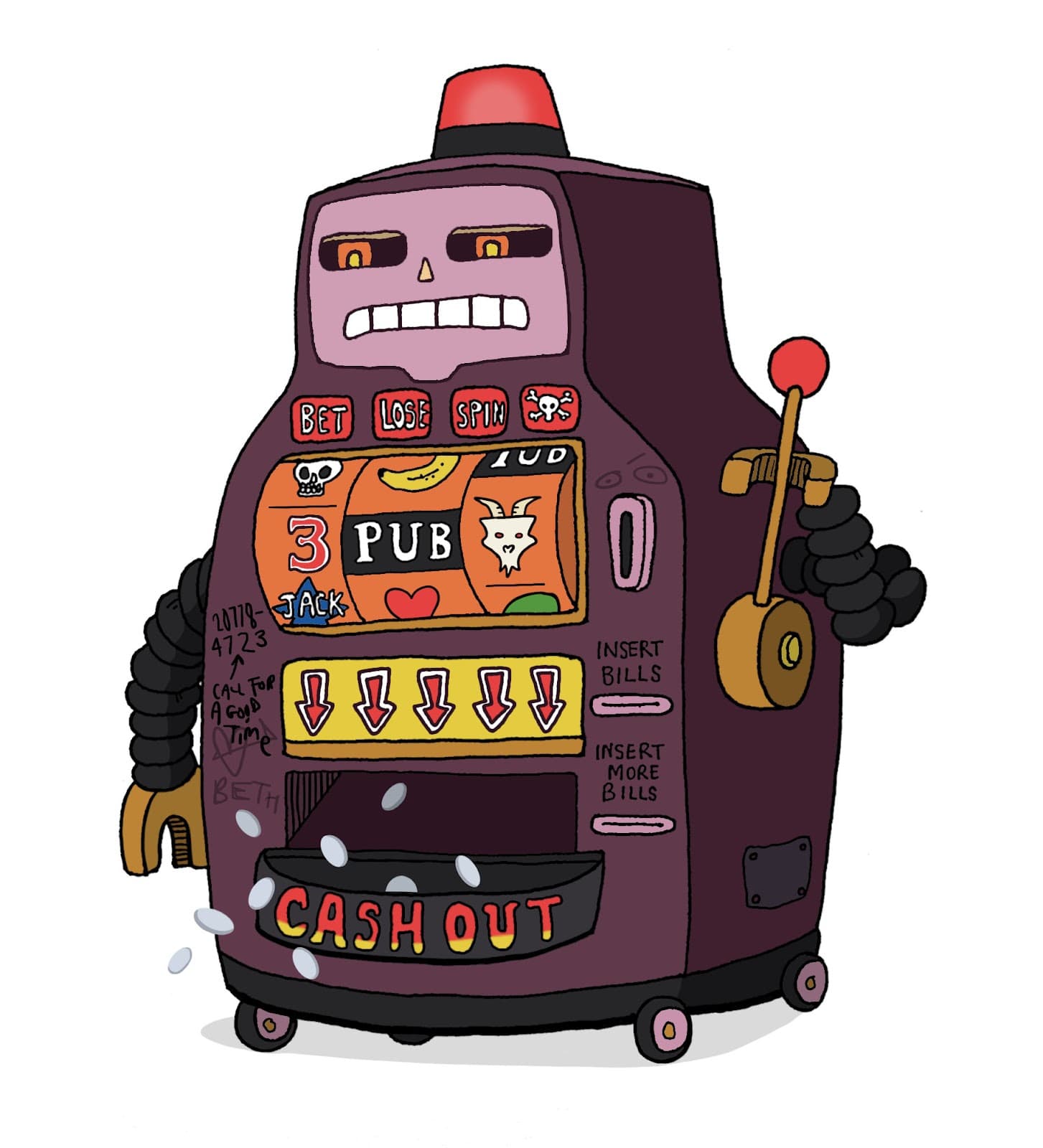 Robotic Slot Machine Illustration icons png preview