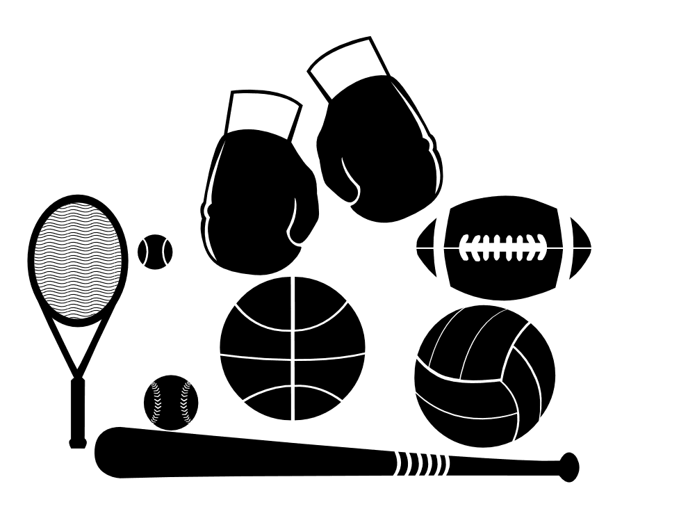 Sports equipments black icons png preview