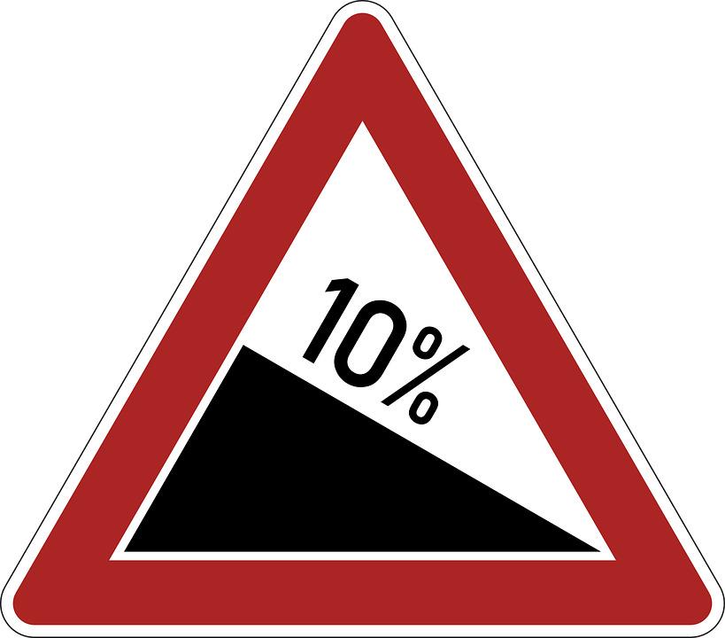 10% Slope Danger Warning Road Sign png transparent