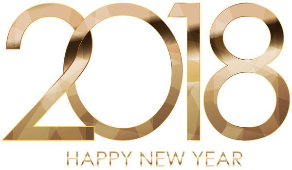 2018 Happy New Year Golden Letters png transparent