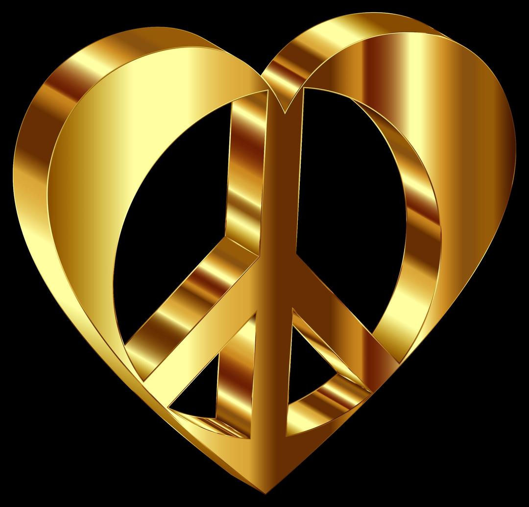 3D Peace Heart Mark II Gold Variation 2 Enhanced Contrast With Background png transparent