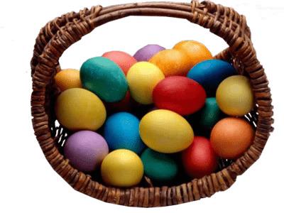 Basket With Coloured Easter Eggs png transparent