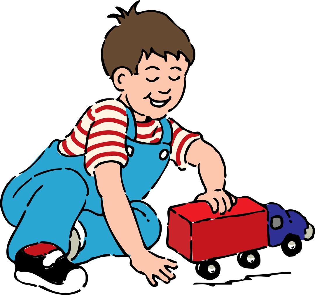 boy playing with toy truck png transparent