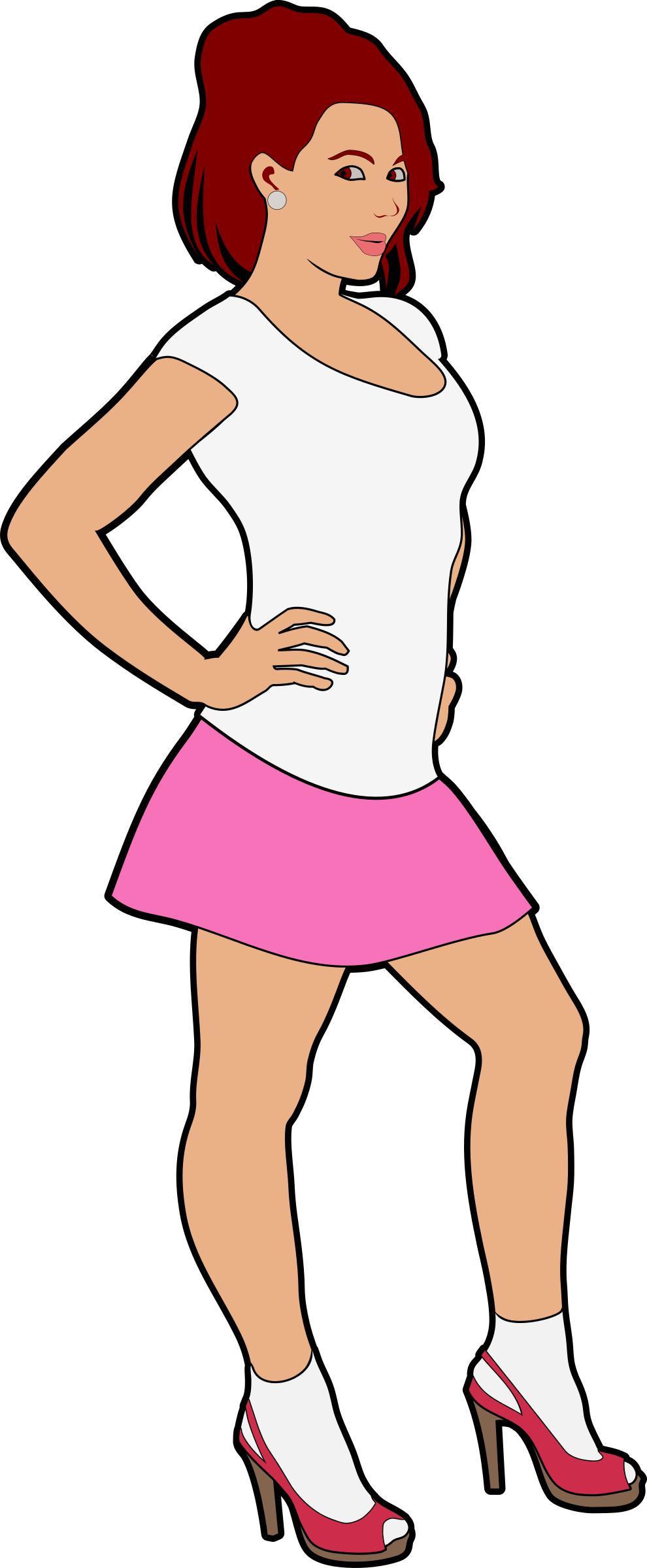 Cheerful girl outline colored png transparent