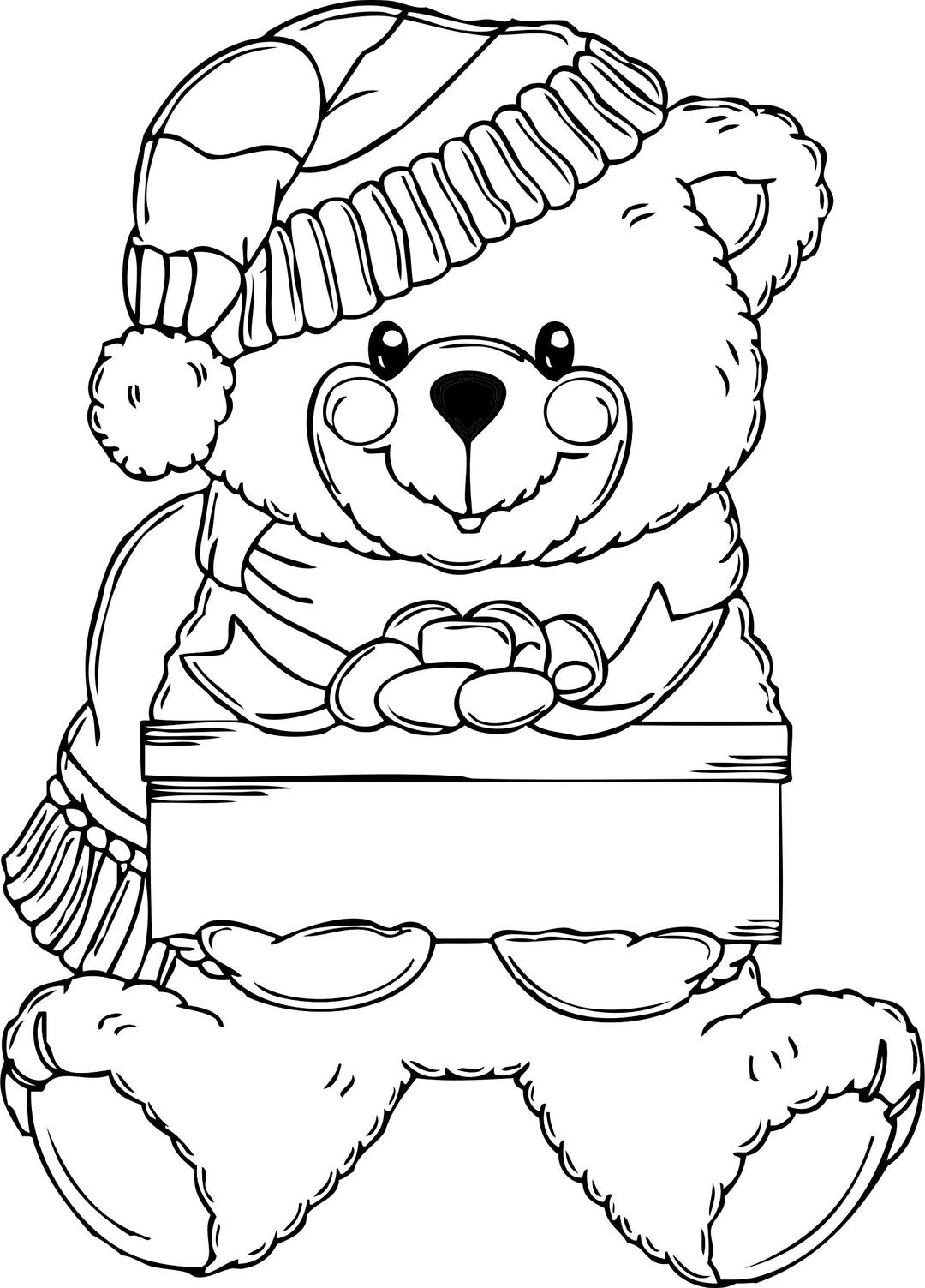 Christmas Bear Coloring Page png transparent