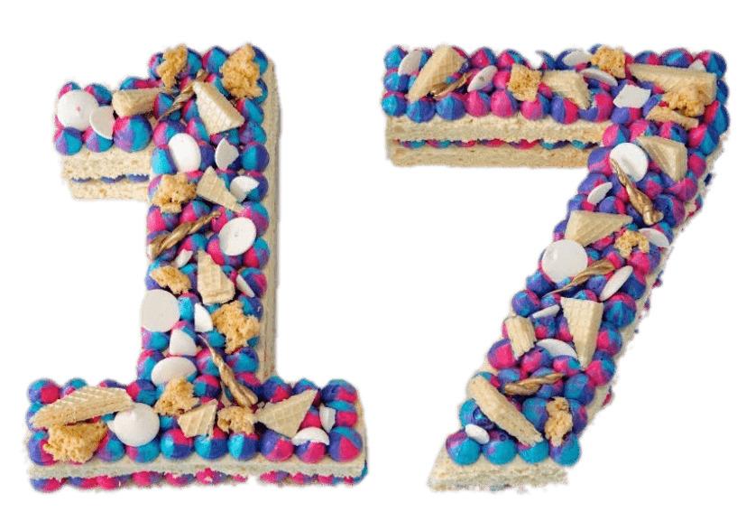 Colourful Number 17 Cake png transparent