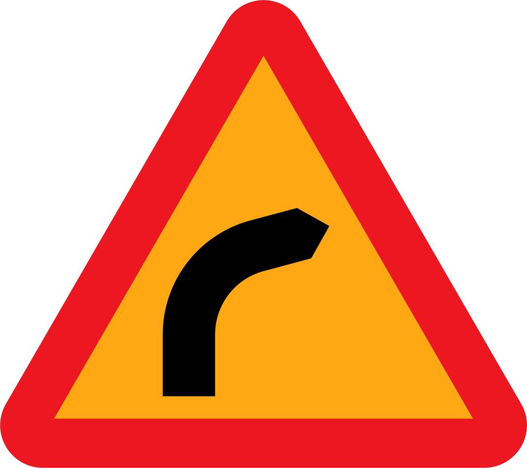 Dangerous bend, bend to right. png transparent