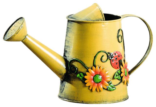Decorated Metal Watering Can png transparent