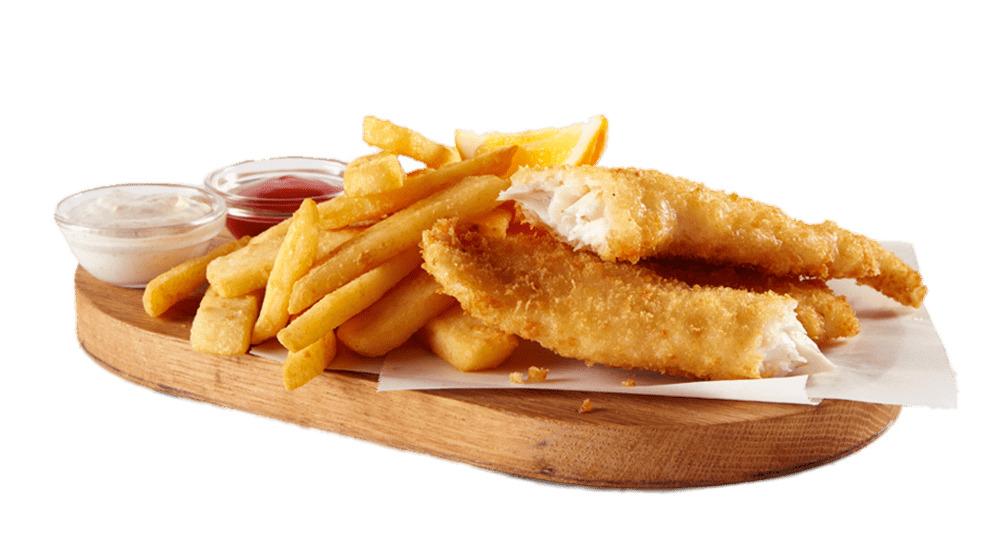 Fish and Chips on A Wooden Tray png transparent