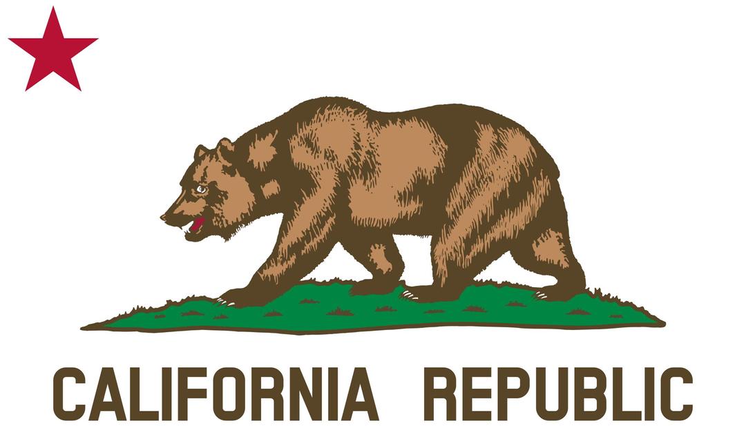 Flag of California (Bear, Star, Plot, Title) png transparent