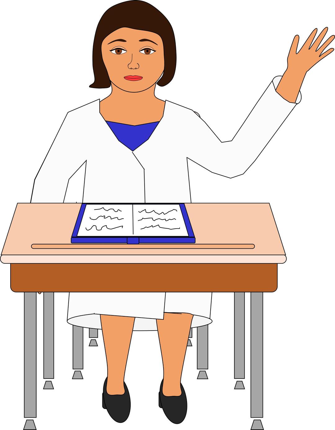 girl raising her hand at a desk png transparent