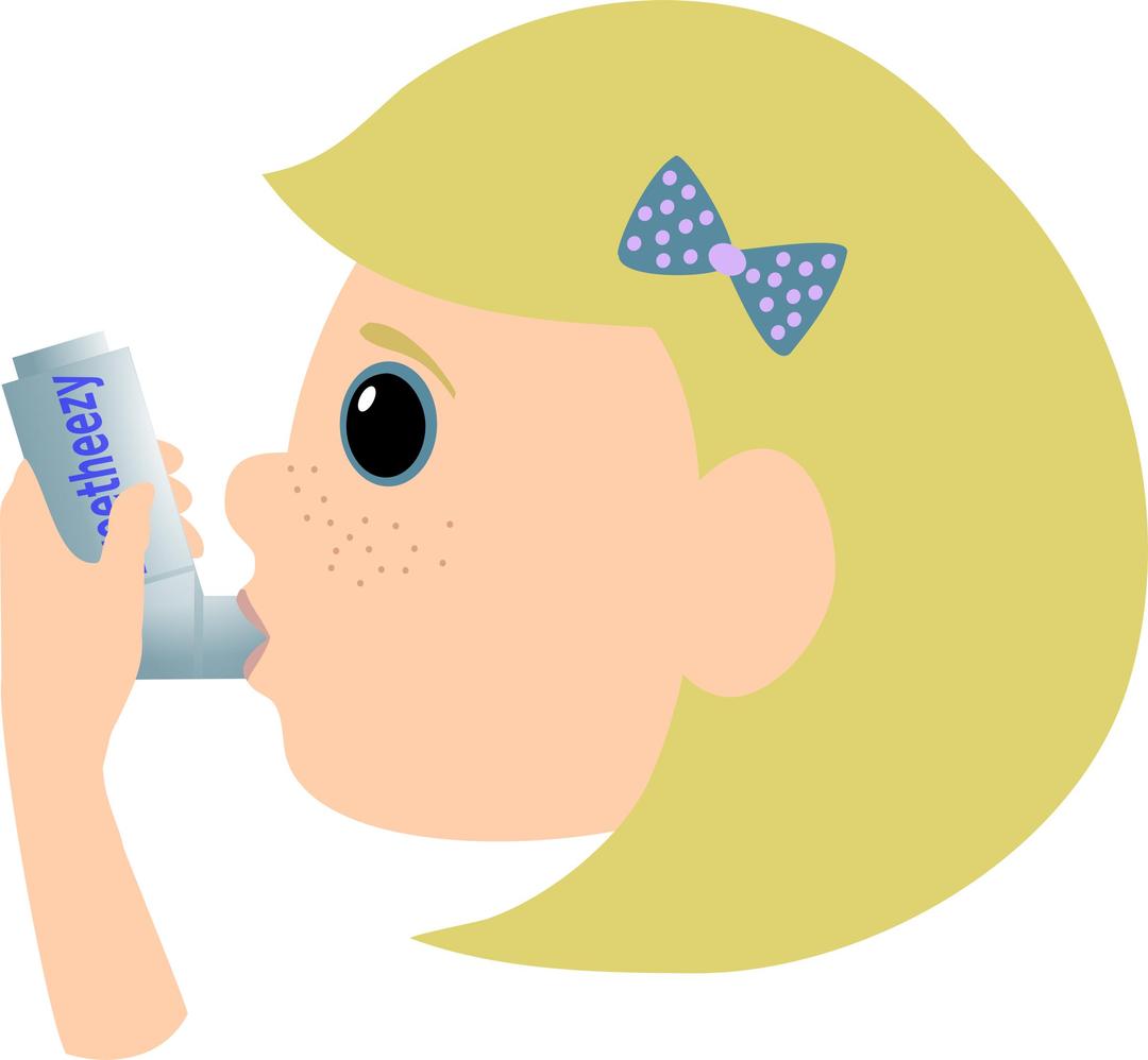 Girl with asthma spray png transparent