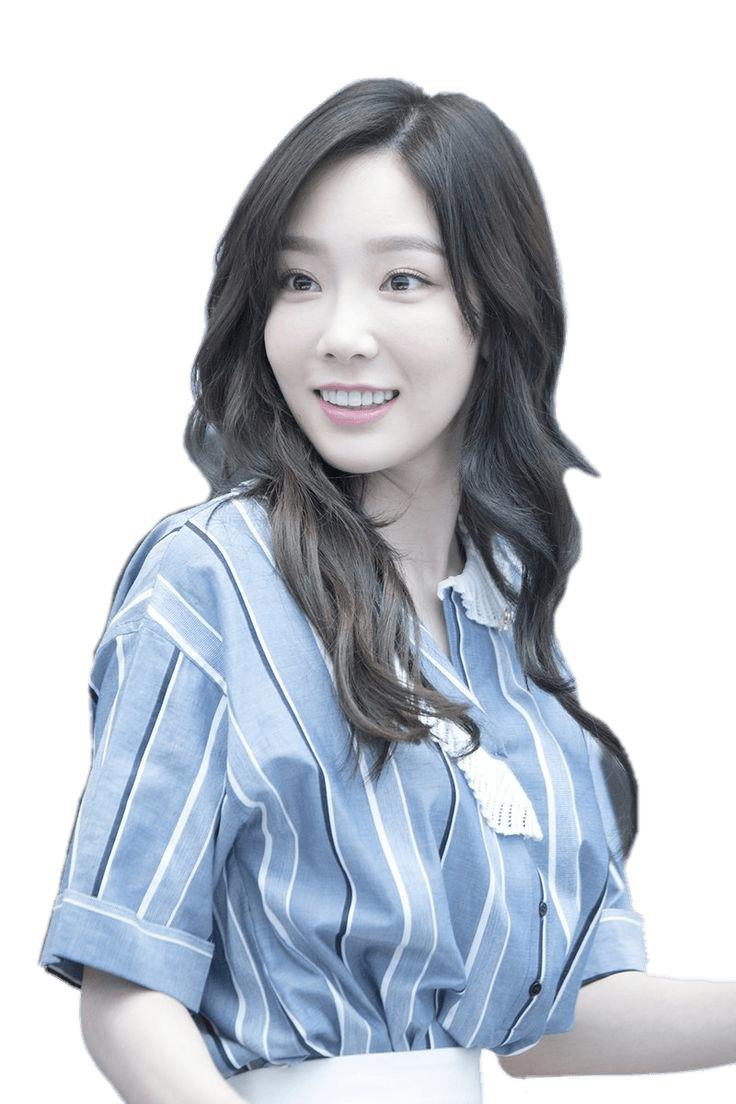 Girls Generation Taeyeon Blue Striped Shirt png transparent