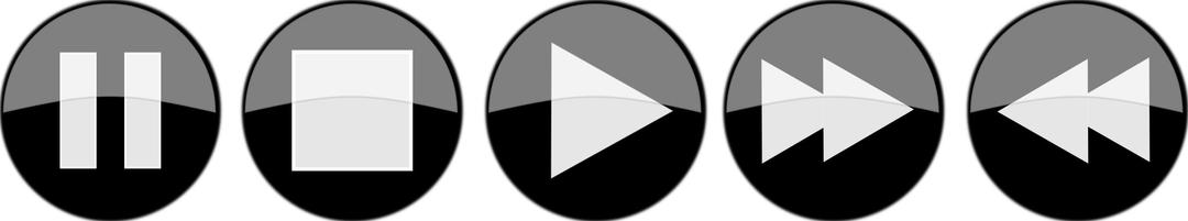 Glossy media player buttons - Inverted png transparent