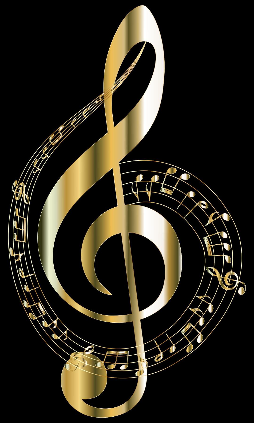 Gold Musical Notes Typography 2 png transparent