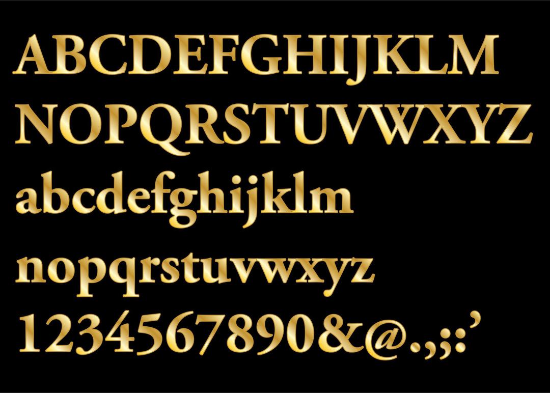 Gold Serif Letters png transparent