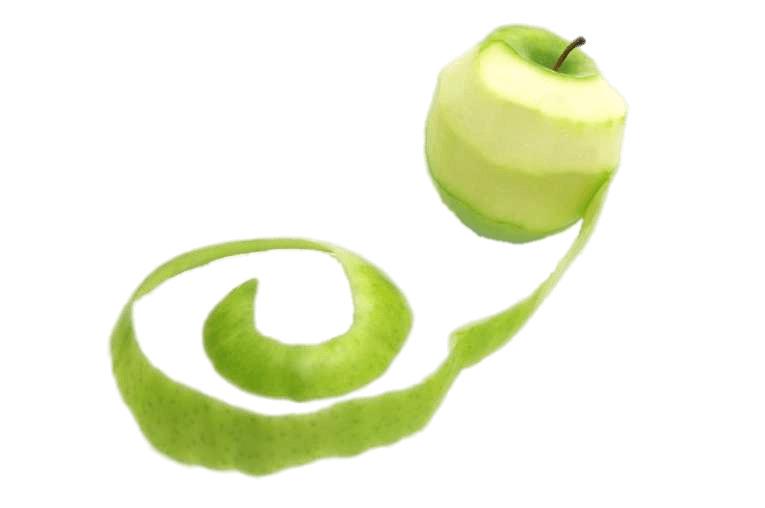 Green Apple With Long Peel png transparent