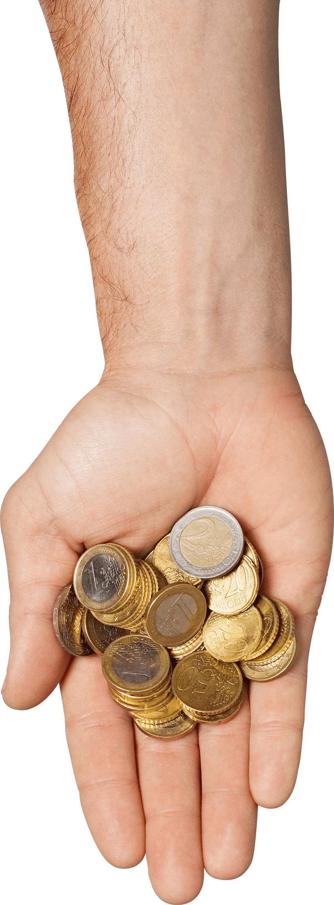 Hand Holding Coins png transparent