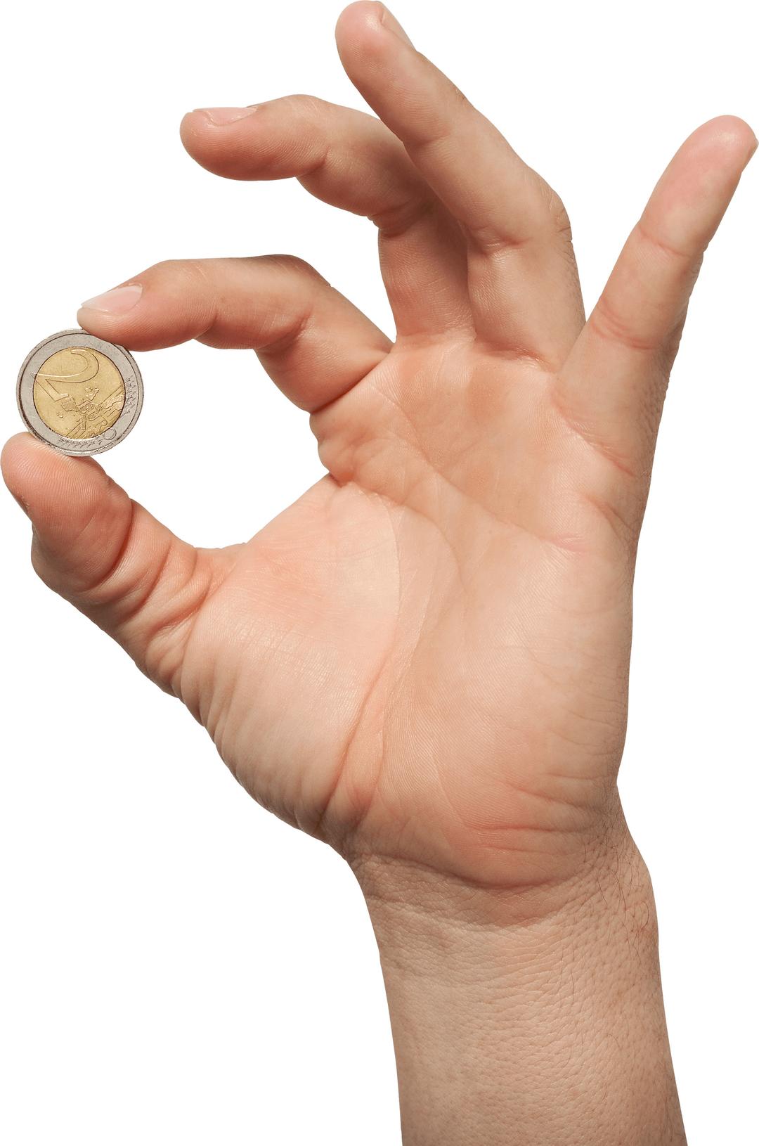 Hand Holding Euro Coin png transparent