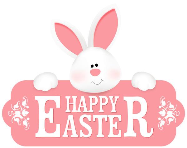 Happy Easter Pink Bunny Banner png transparent