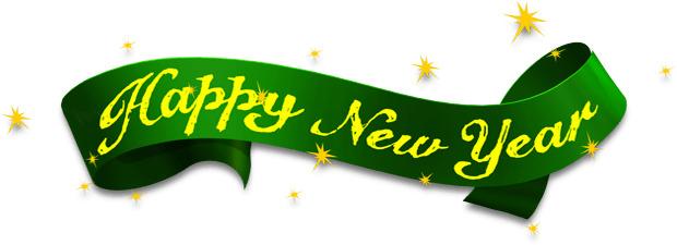 Happy New Year Green Ribbon png transparent