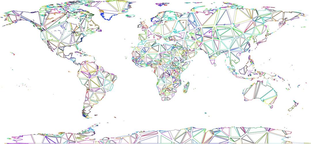 Low Poly Shattered World Map Wireframe No Background png transparent