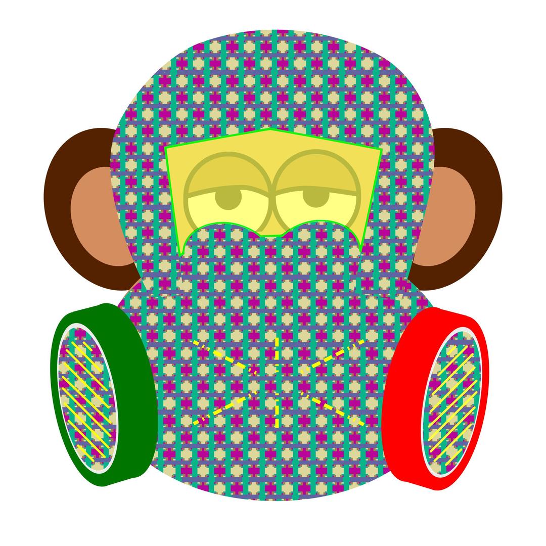 monkey wears gas mask with pattern png transparent