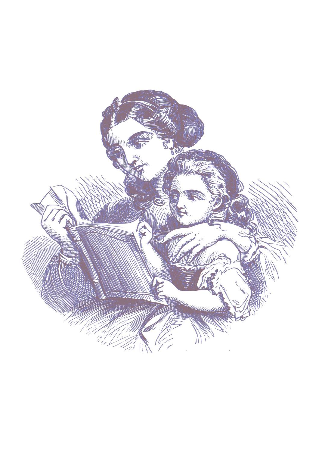 Mother reading for her daughter 08 png transparent