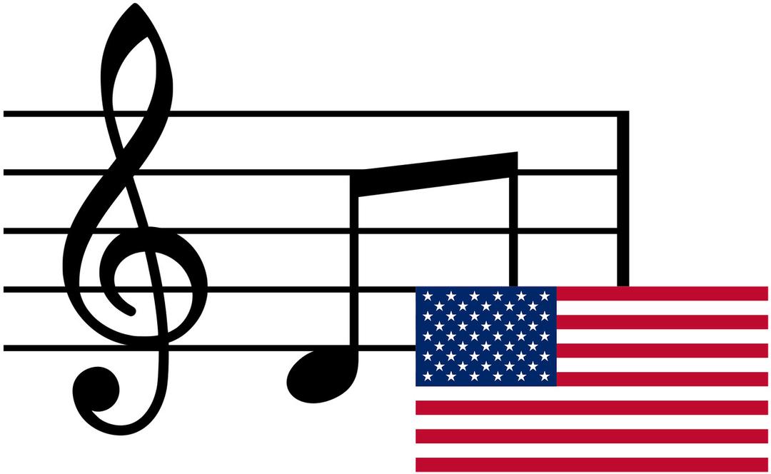 Musical Notes and Flag USA png transparent