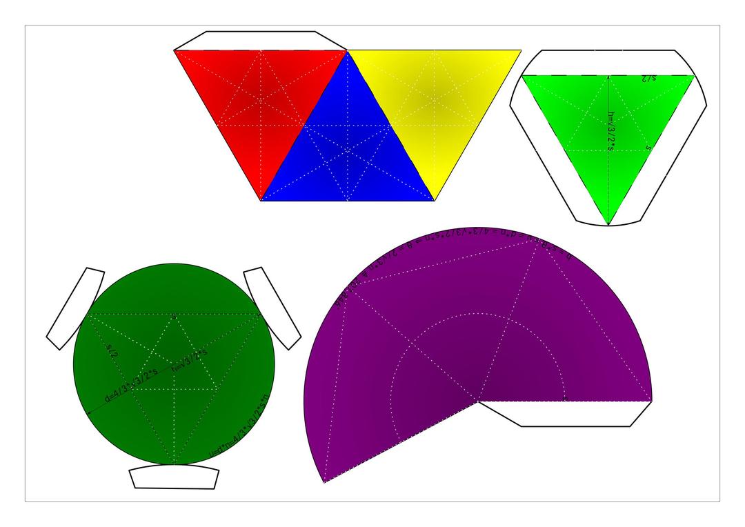 nets of cone enveloped tetrahedron png transparent