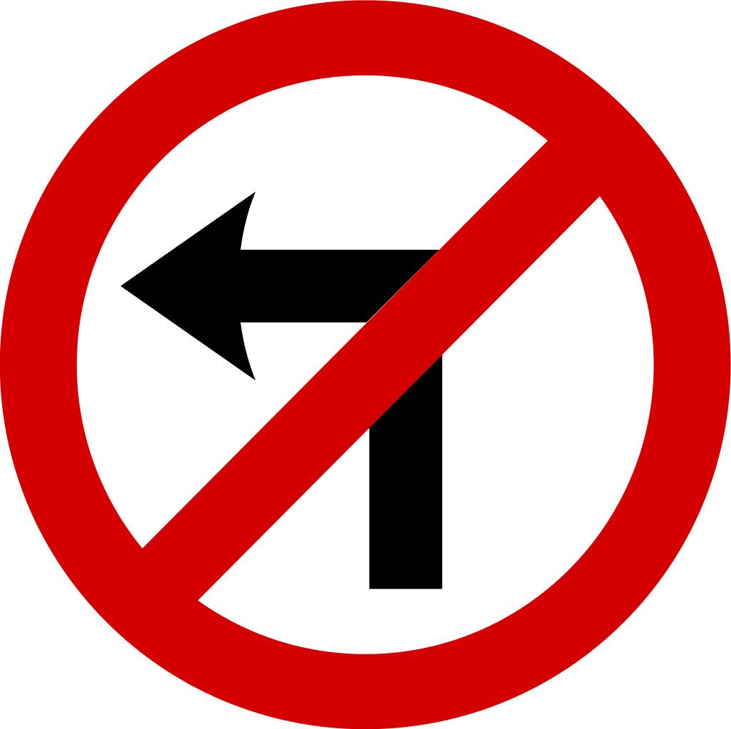 No Left Turn Traffic Sign png transparent