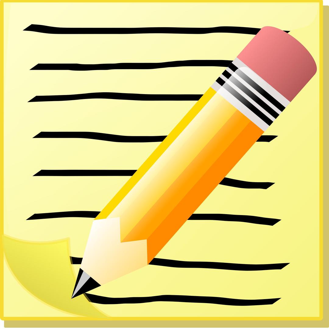 Notepad with Text and Pencil png transparent