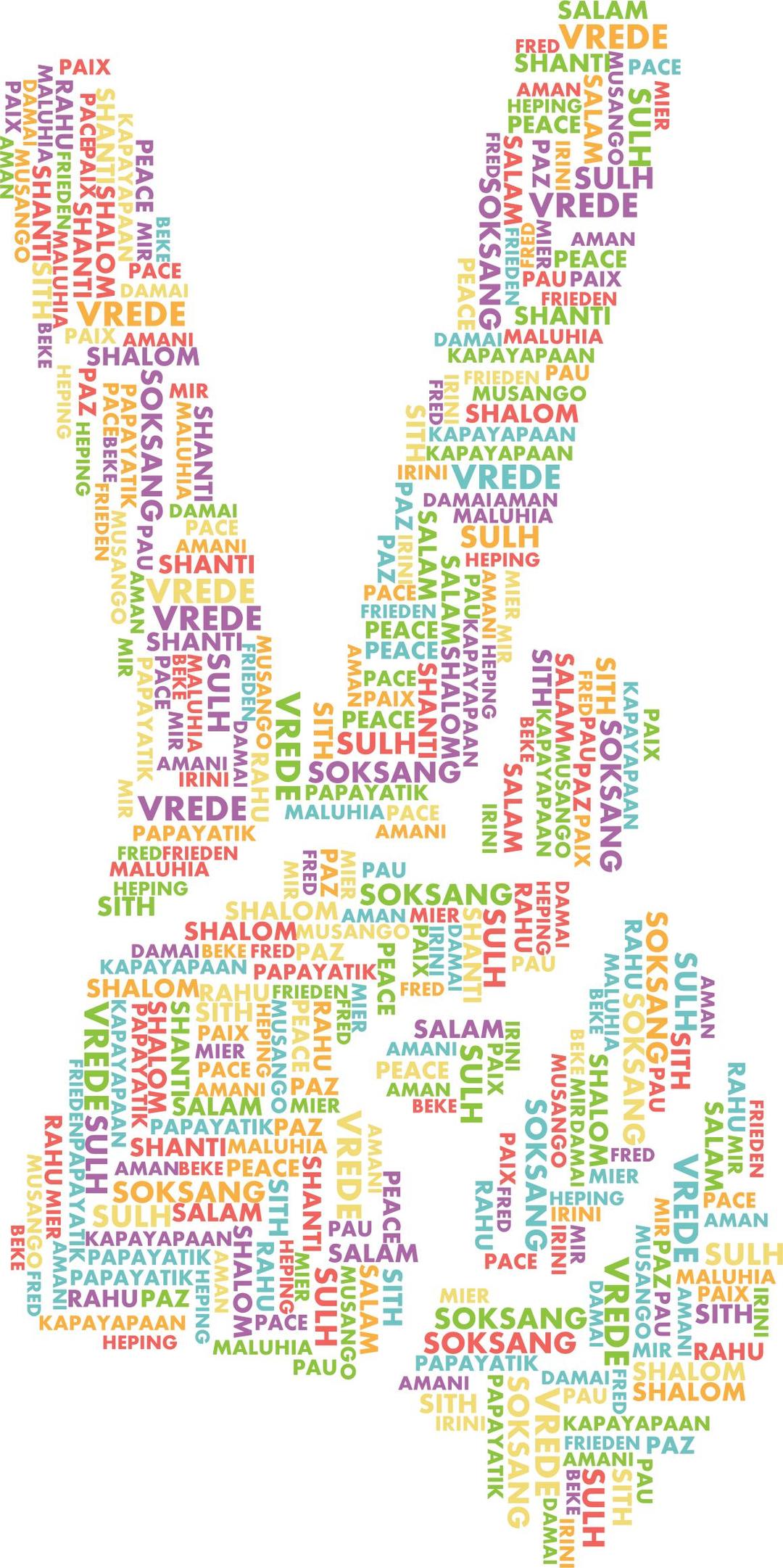 Peace Hand Sign Smoothed Word Cloud No Background png transparent