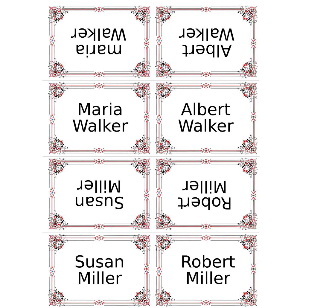place cards - variation in red png transparent