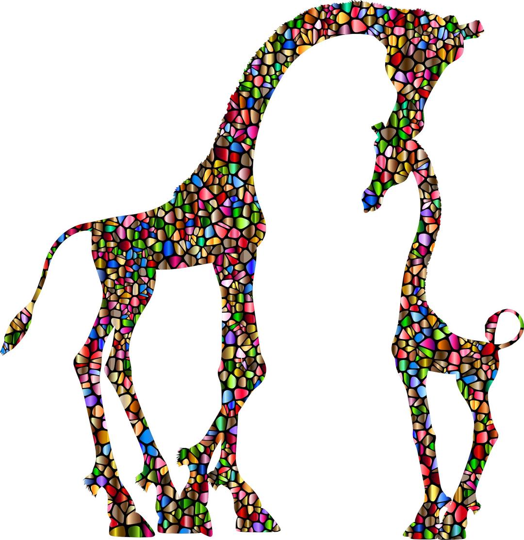 Polychromatic Tiled Mother And Child Giraffe Silhouette Variation 2 png transparent
