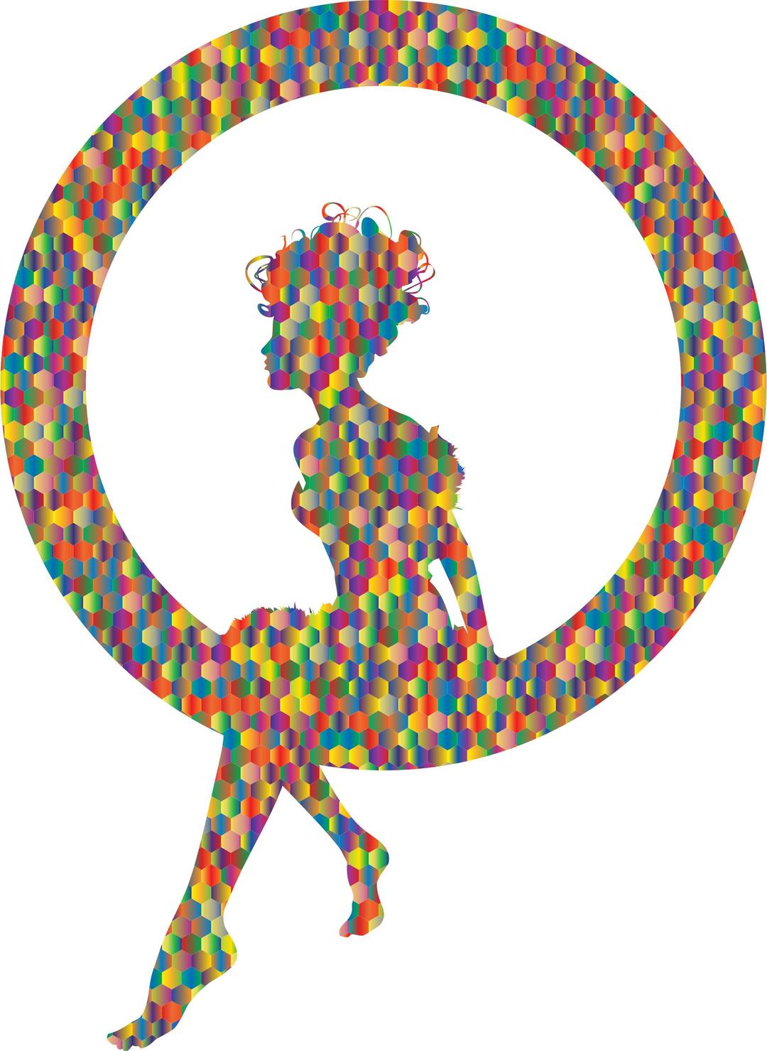 Polyprismatic Hex Fairy Sitting In A Circle Silhouette png transparent