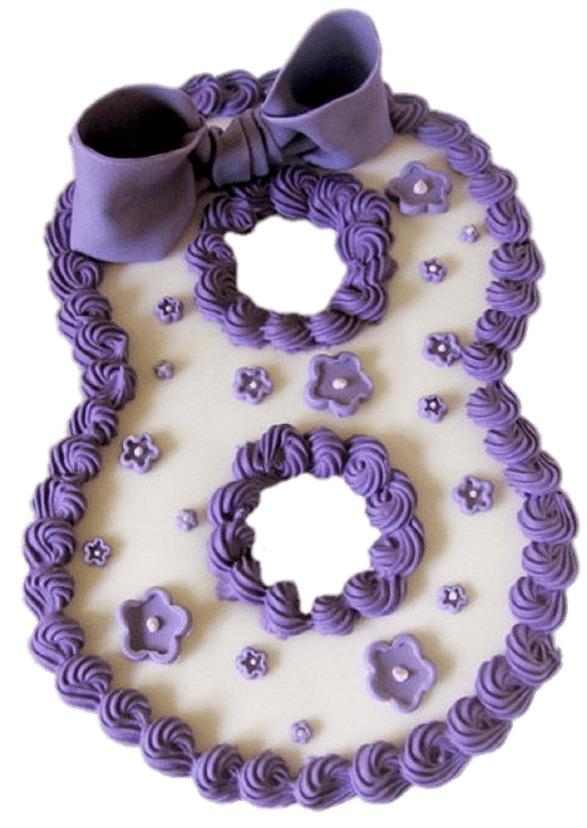 Purple Bow Number 8 Cake png transparent