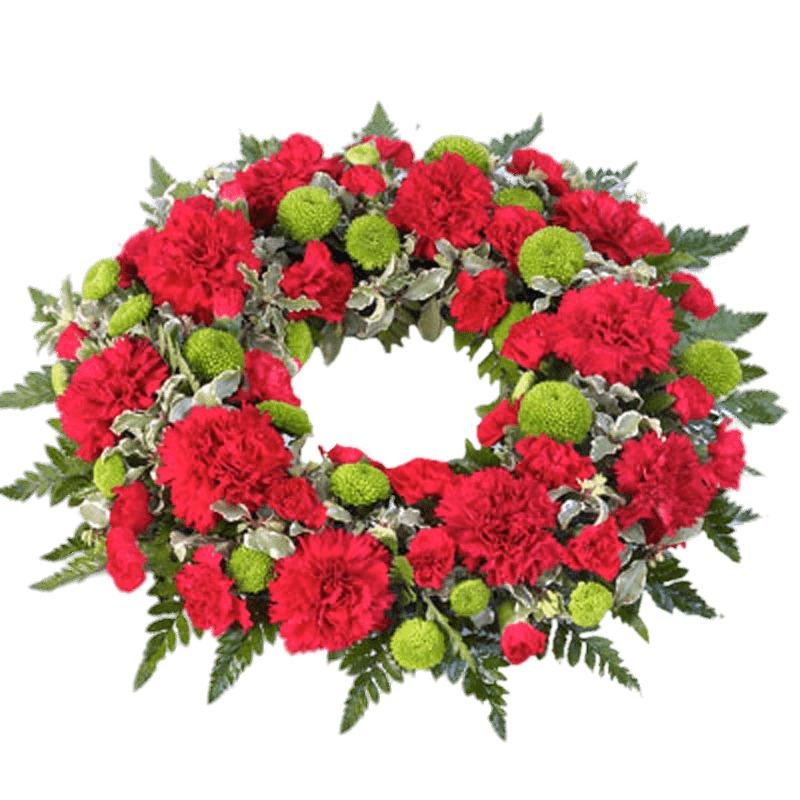 Red and Green Funeral Wreath png transparent