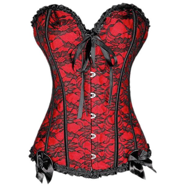 Red Corset With Black Lace png transparent